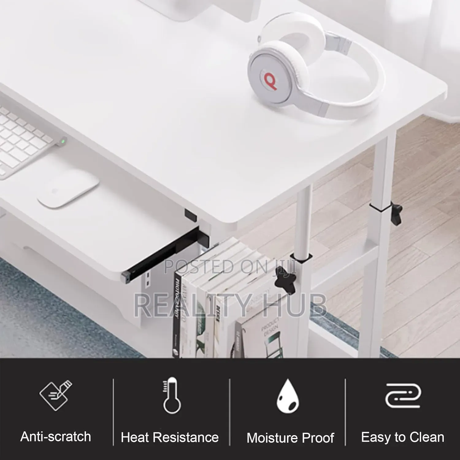 Rollable, Height Adjustable, Sturdy Home Office Table for Small Spaces
