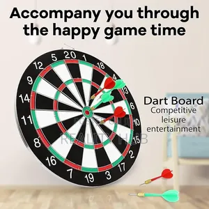 17 Inch Double Sided Usable Dartboard With 6 Metal Tip Darts