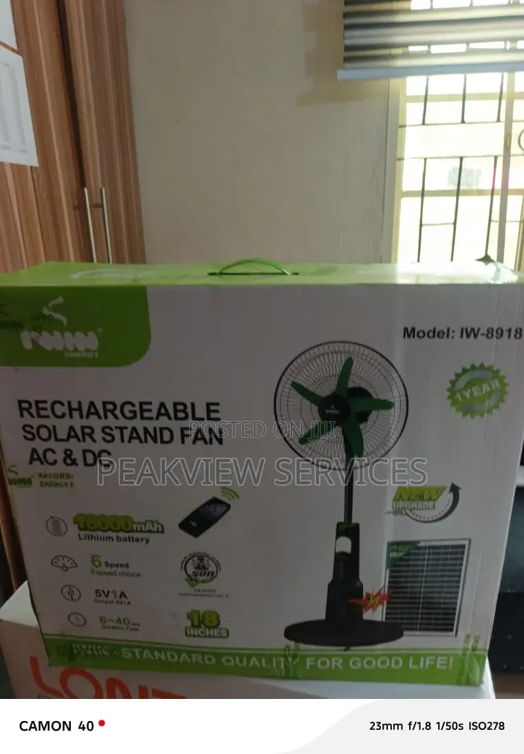 Iwin Iw-8918 18” Rechargeable Stand Fan Dual Source