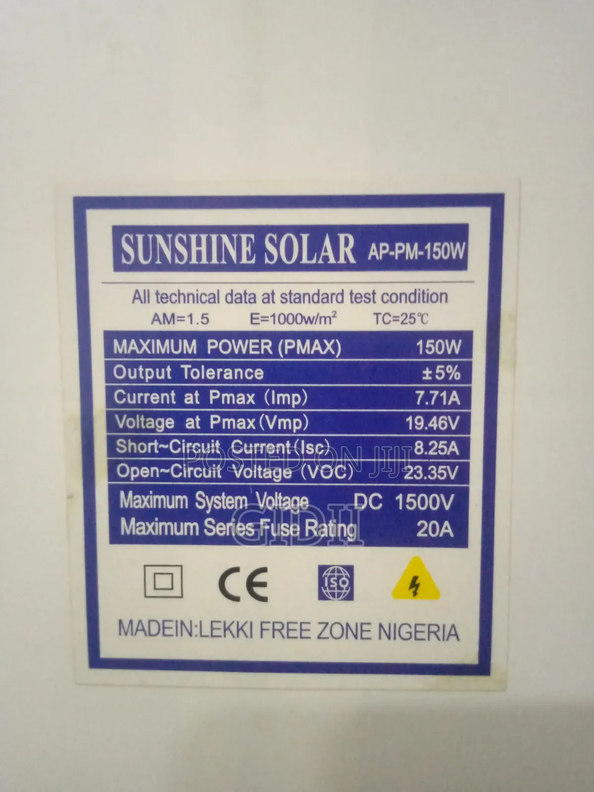 150w Mono Panel
