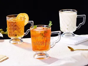6pc European-style Embossed Stemmed Glass Cup (No Gold Rim )