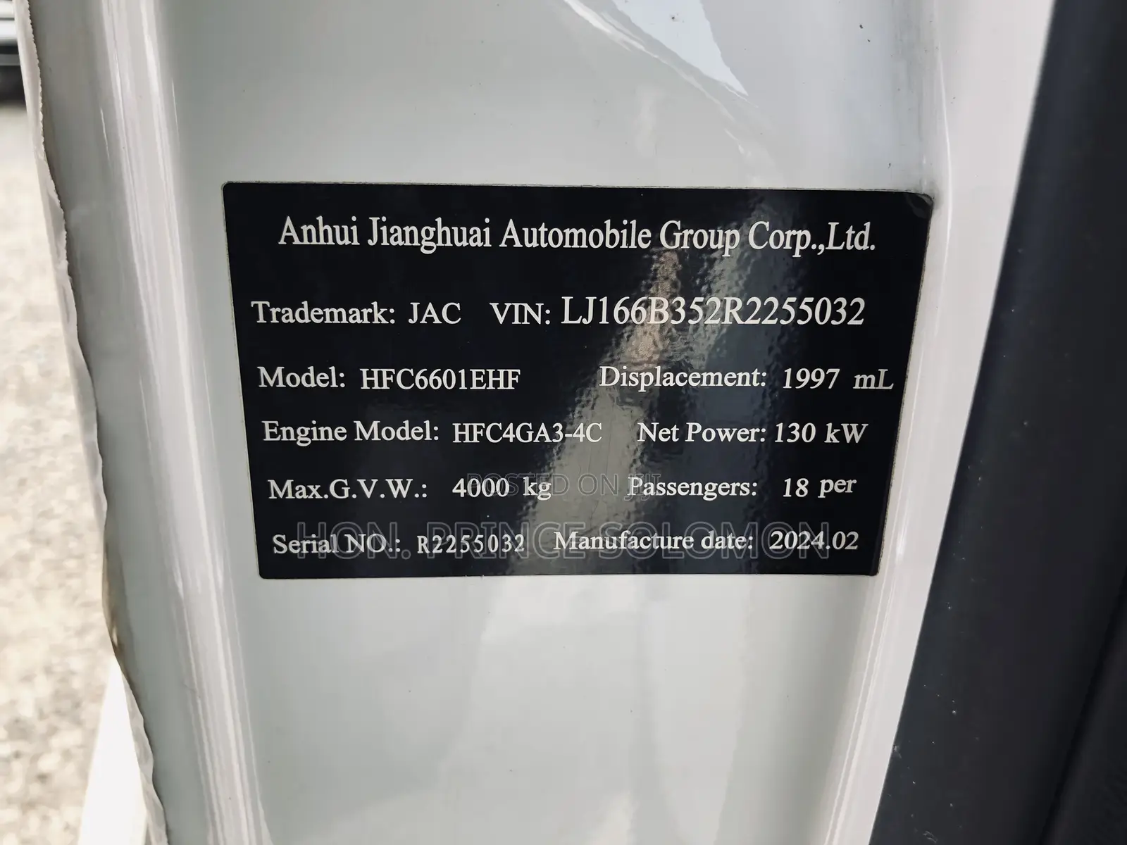 New JAC M5 2024 White