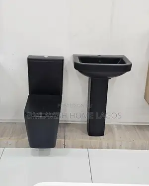 Black Water Closet With Standing Basin Set