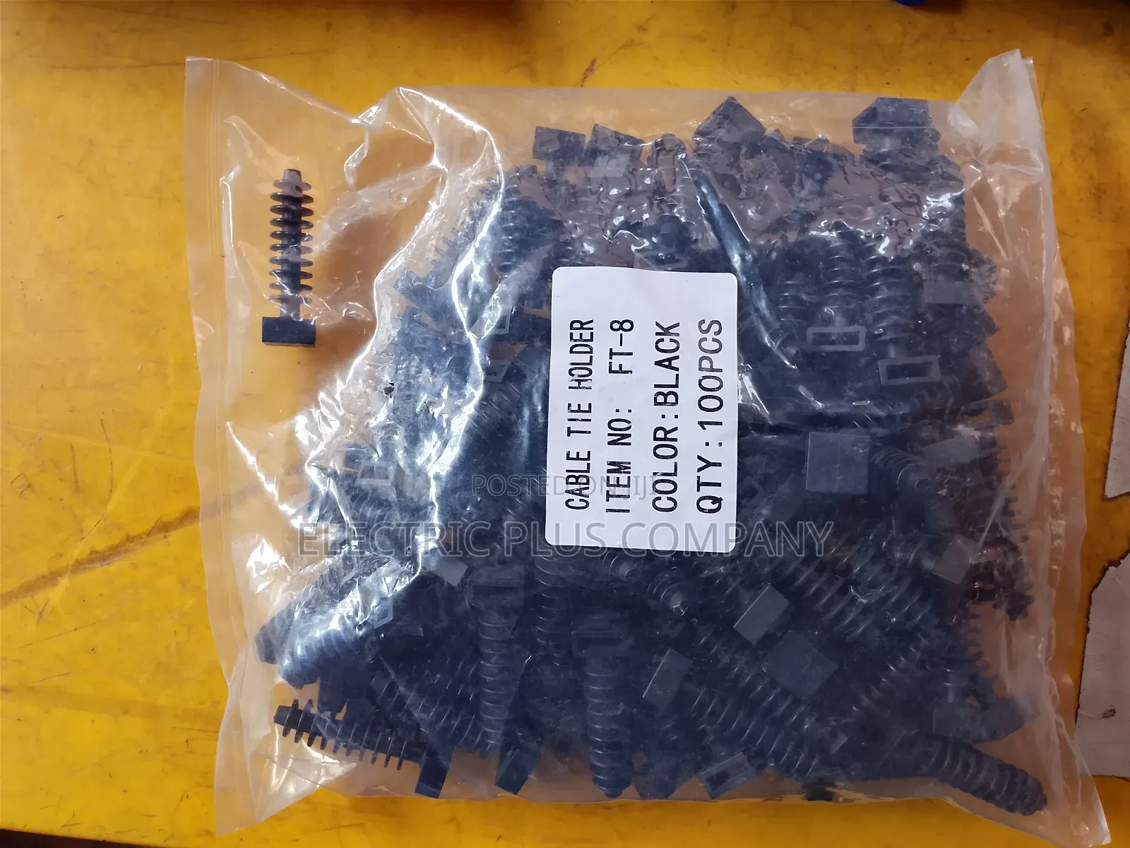 8mm Black Plastic Screw Cable Ties Holder Peg