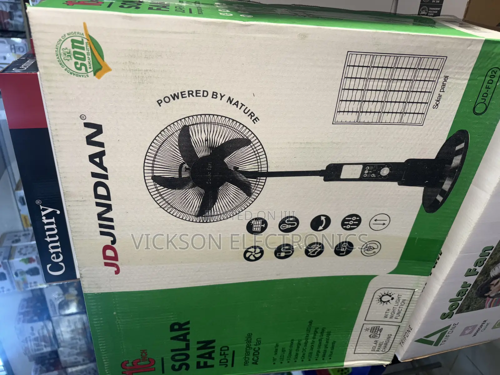 16” Solar Rechargeable Fan With Solar Panel