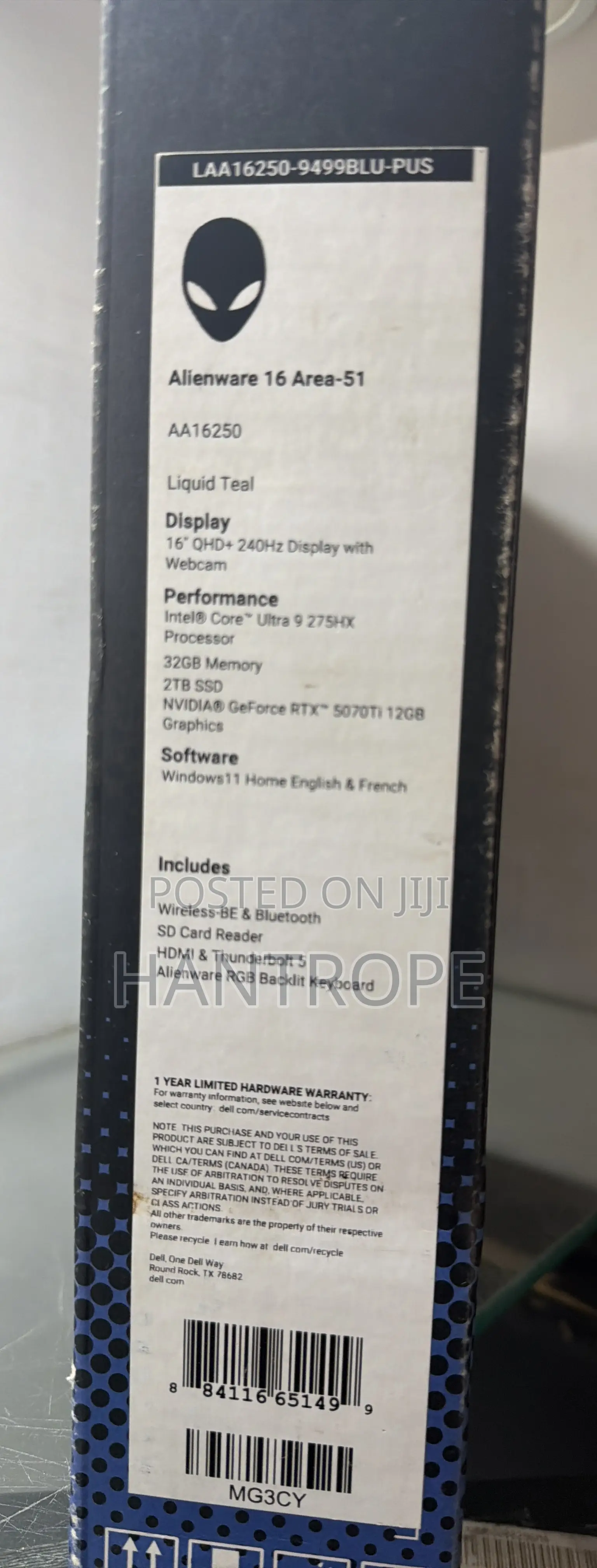 New Laptop Alienware Area-51 32GB Intel Core Ultra 9 SSD 2T