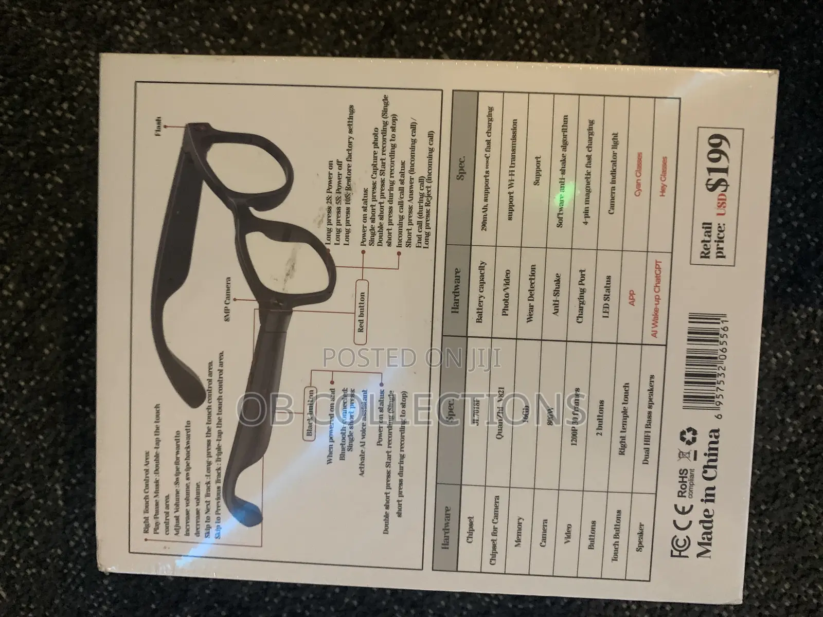Smart Glass,Wifi Bluetooth Camera Record Language Translation 3lenses