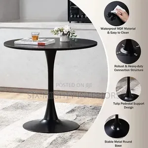 Modern Tulip Dinning Table With Sturdy Metal Pedestal