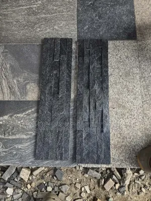Black Cultured Stone Tiles (Cracked Wall)
