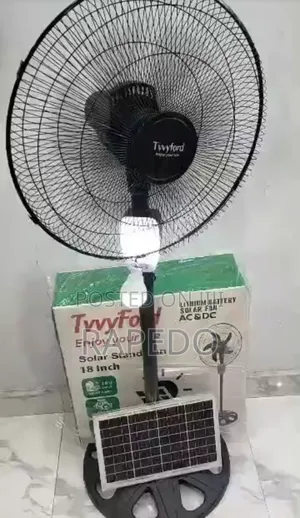 Tvvyford Solar Rechargeable Standing Fan 16 Inches With Remote Bulb