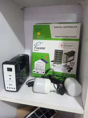 Quality Fivestar Solar Kit + Bulbs Panel Powered With Lithium Battery