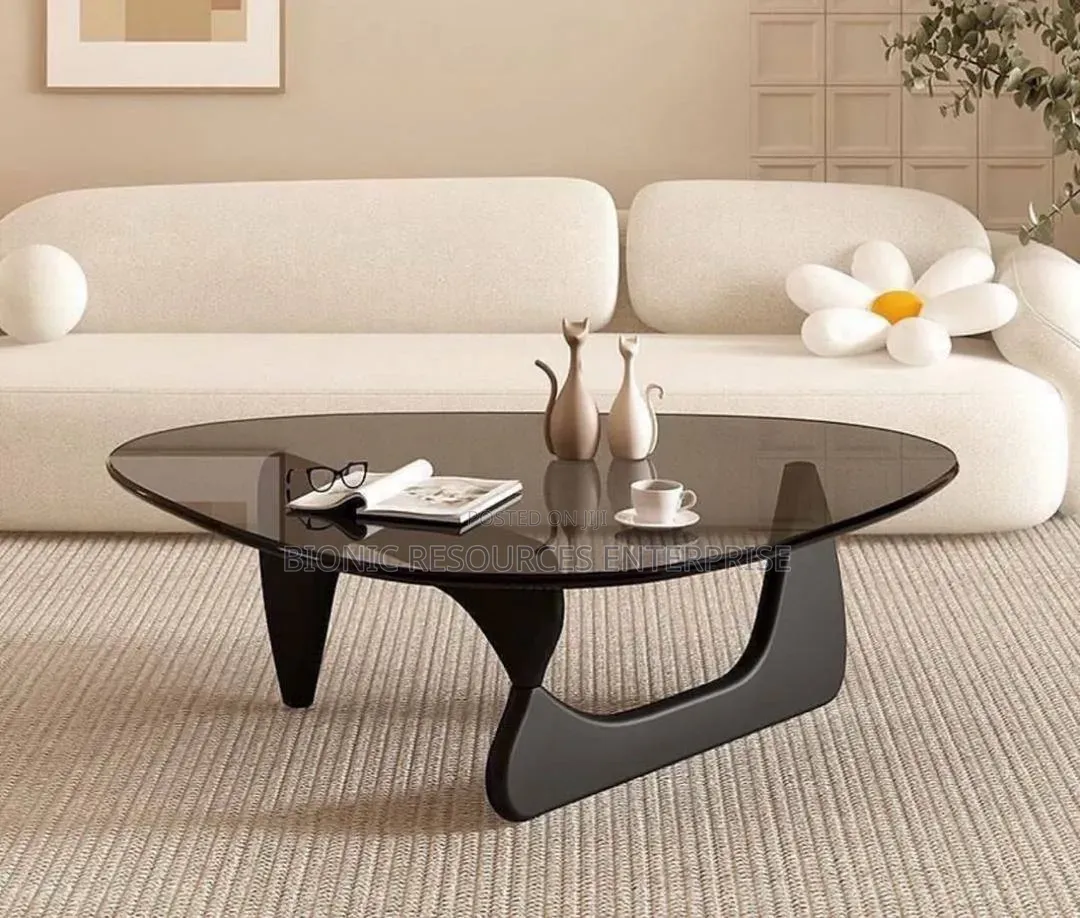 Glass Table With Wooden Leg