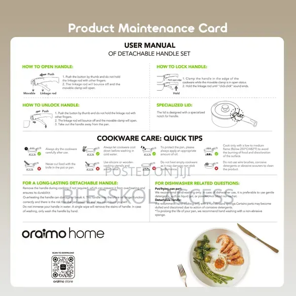Oraimo Pureharvest Set Versatile Convenient Ceramic Cookware Set(17pcs