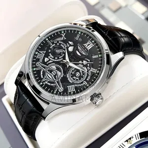 Imperial Black Luxury Leather Strap Unique Men’S Wrist Watch With Case