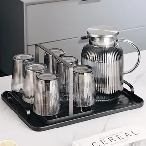 Heat Resistant Nordic Style 6 Glass Cups And One Jug Kettle