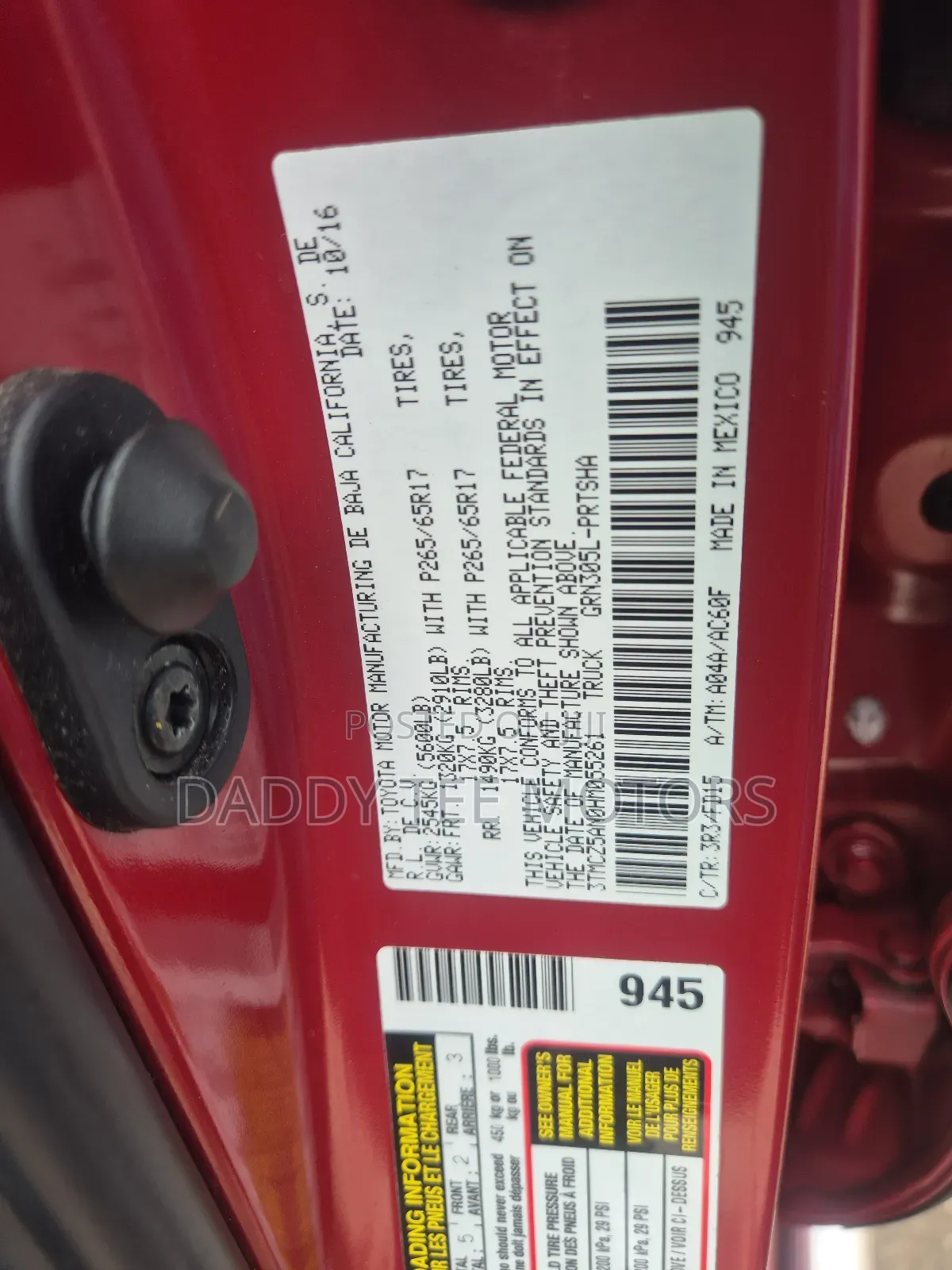 Toyota Tacoma Limited 2017 Red