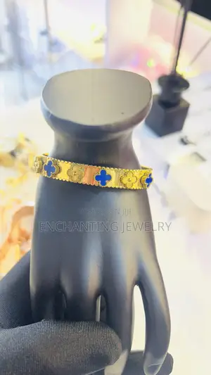Vca Inspired Bangles With Gold Blue,Gold Design