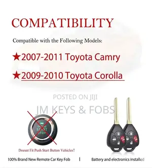 Non Smart Remote Key Fob for Toyota Camry