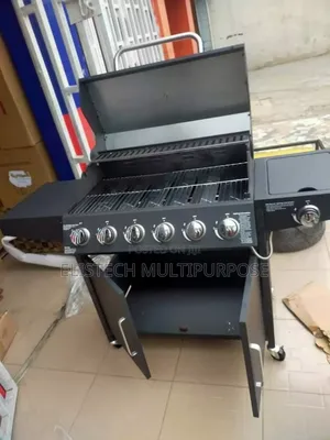 Heavy-Duty 6-Burner Gas Grill With Side Burner Storage Cabinet