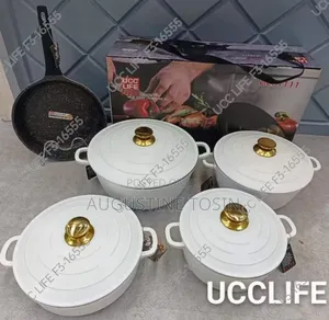 White Granite Pot With Golden Nob