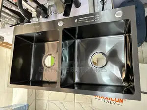 82/45cm Black Kitchen Sink Double