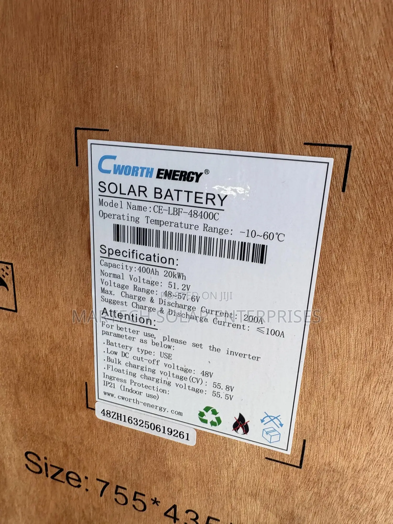 20kwh 400ah 48v Cworth Solar Lithium Battery
