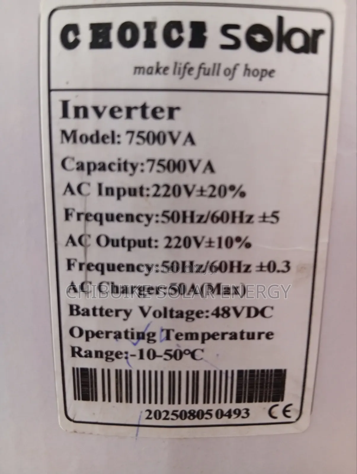 Cholce Solar Inverter 7.5kva48v