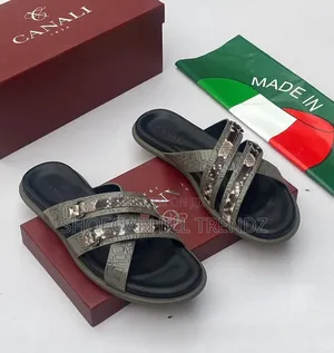 Men's Leather Crisscross Italian Palm Slippers