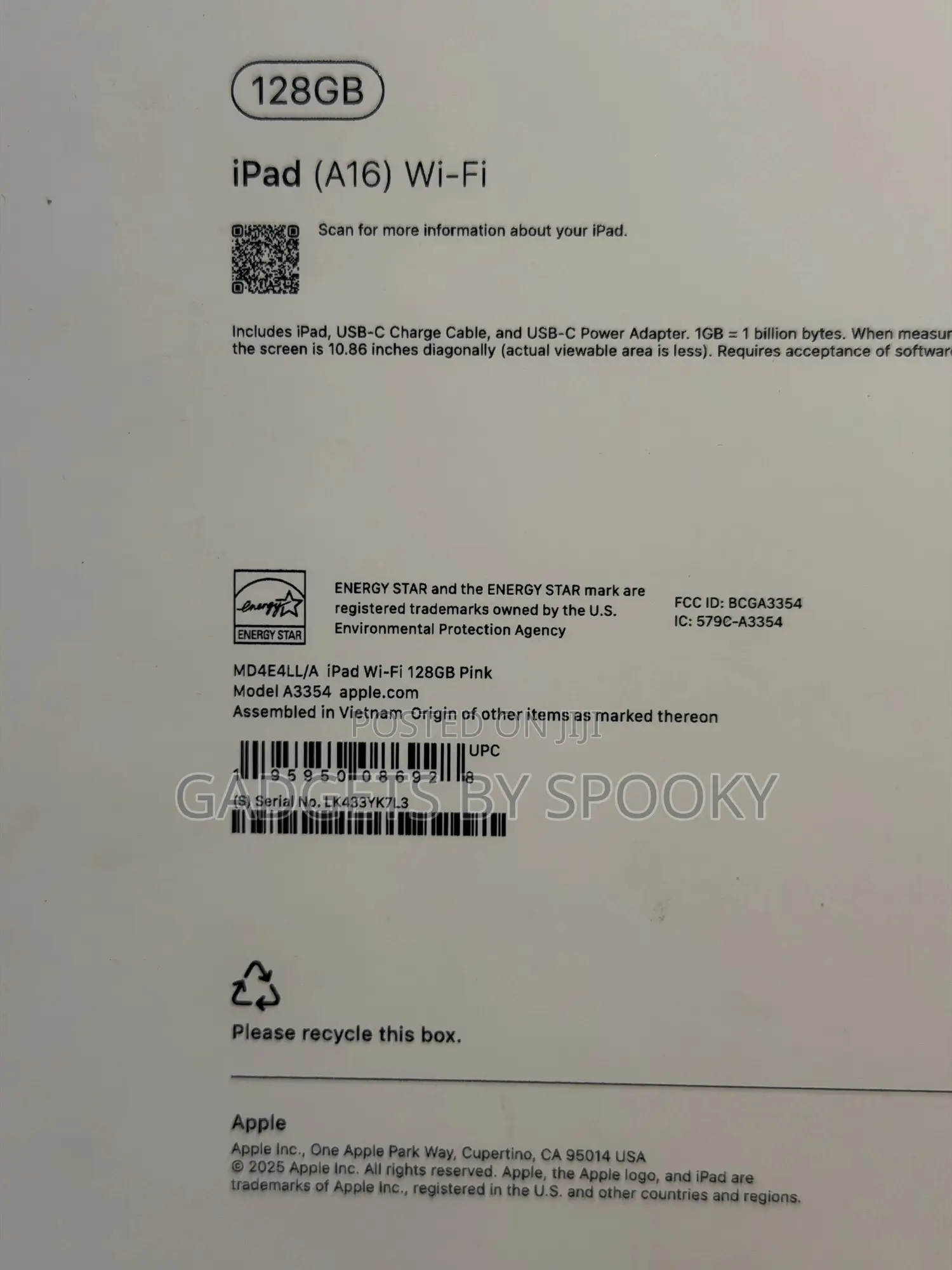 New Apple iPad (2025) 128 GB Pink