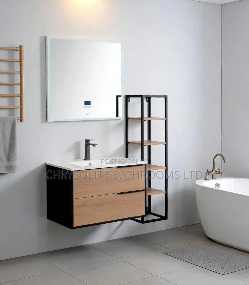 Brown / Bkack Vanity Set X Bluetooth Mirror