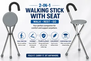 Foldable Walking Stick With Seat