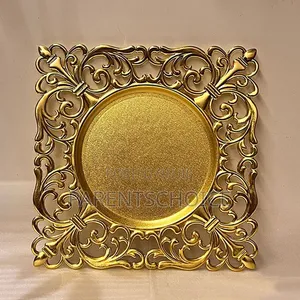 Wedding Decoration Serving Dishes Gold Square Charger Plate 50pcs
