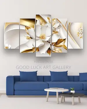 White and Gold Flower Wall Art