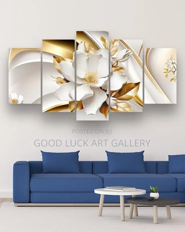 White and Gold Flower Wall Art