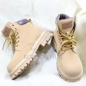 Aukatmr Cream Lace-Up Ankle Boots for Men | Chunky Sole | Quality Boot
