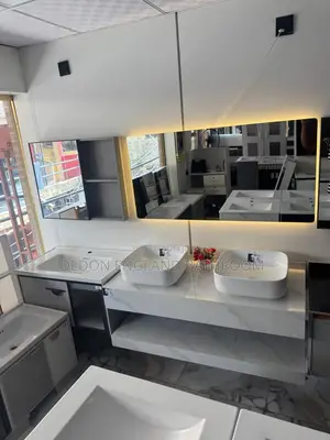 Double Marble Basin With Led Mirror