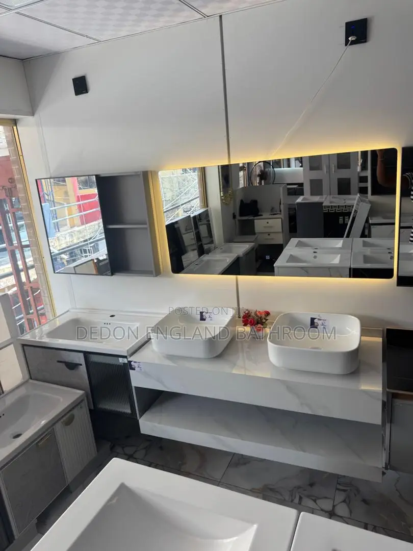 Double Marble Basin With Led Mirror
