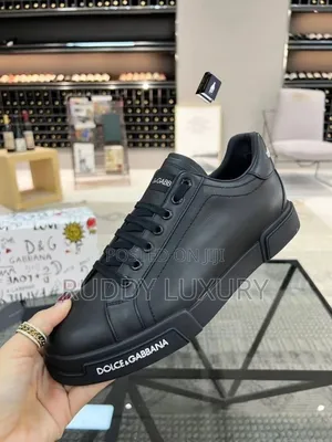 Dolce Gabbana Luxury Black Leather Sneakers