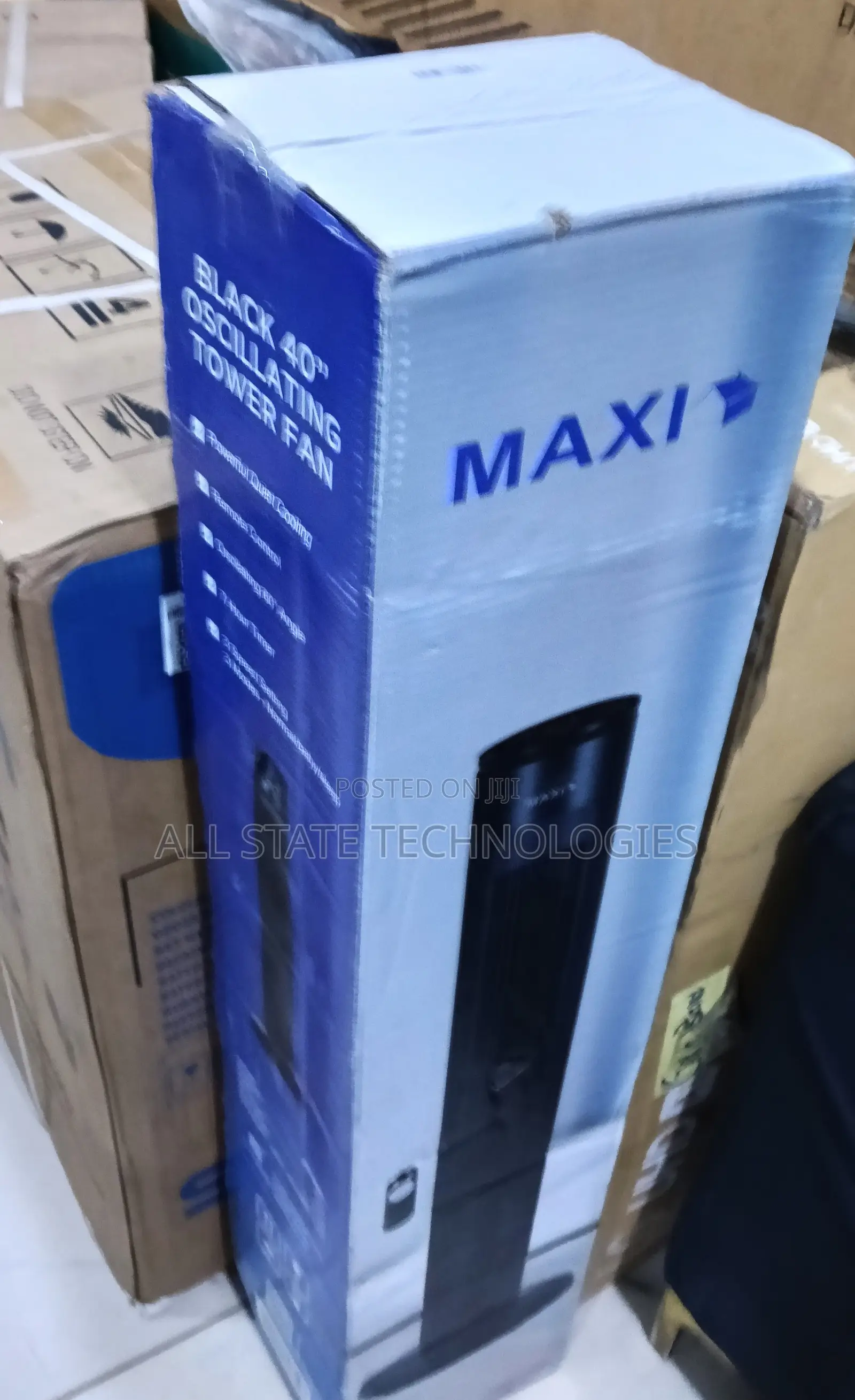 Maxi Black Oscillating Tower Fan 40" – New Stock