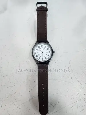 George Men's Gunmetal Round Easy Read Dial and Brown Pu Suede Strap