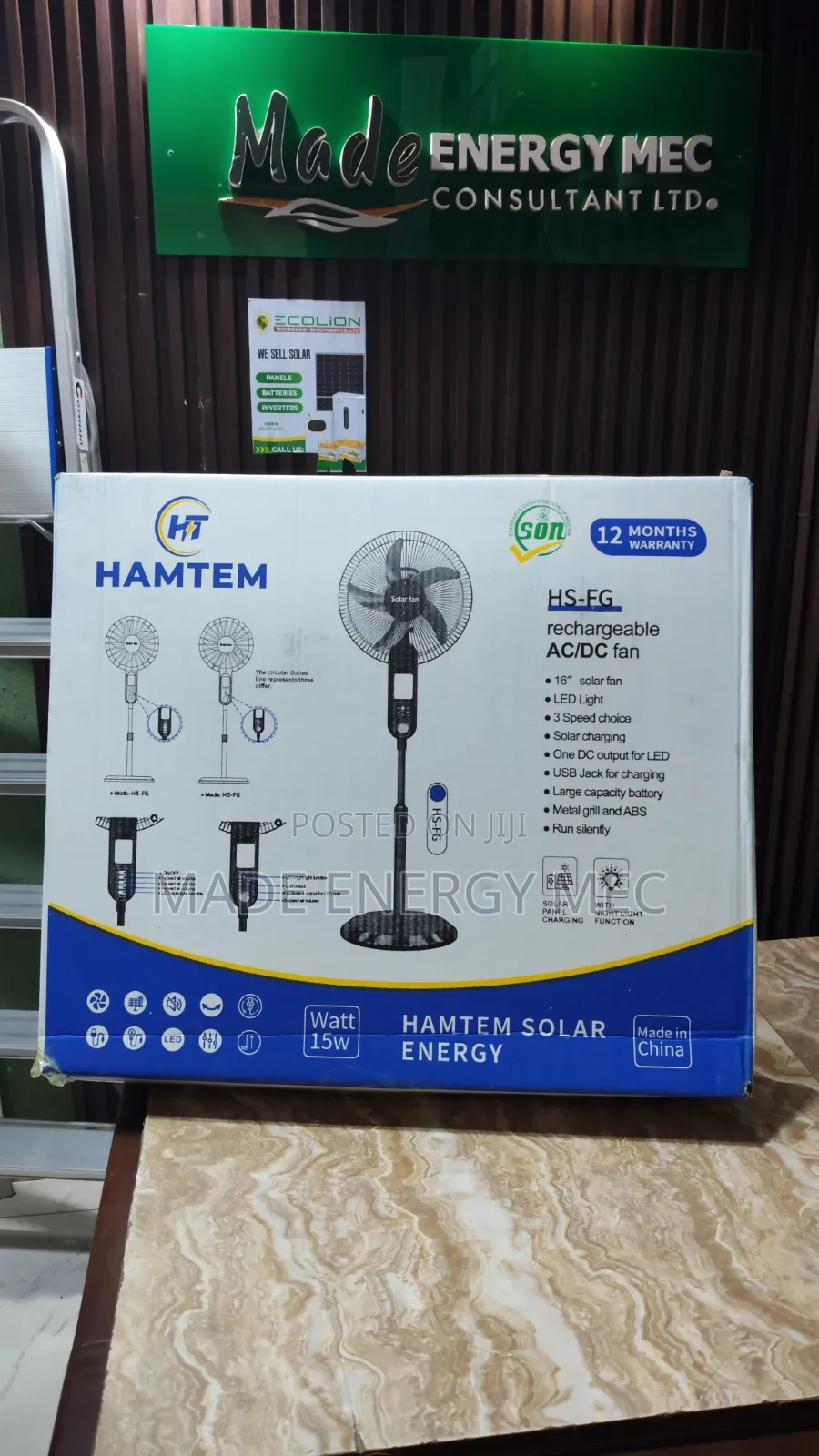 Hamtem Solar Rechargeable Fan