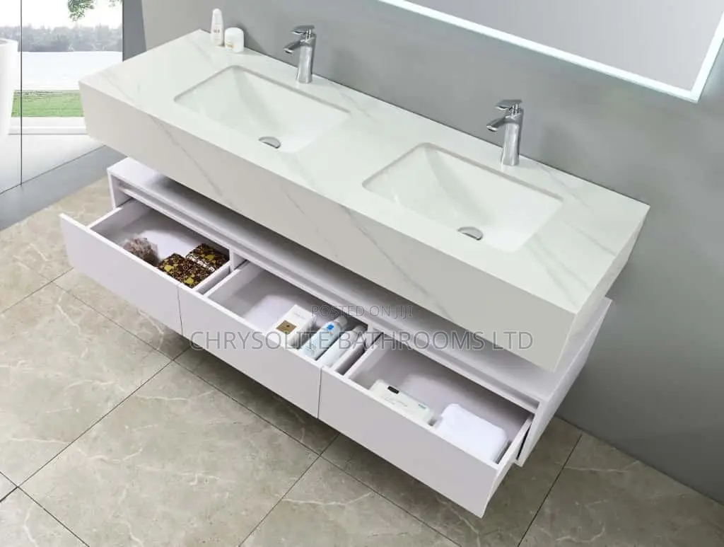 Double Floating Marble Cabinet