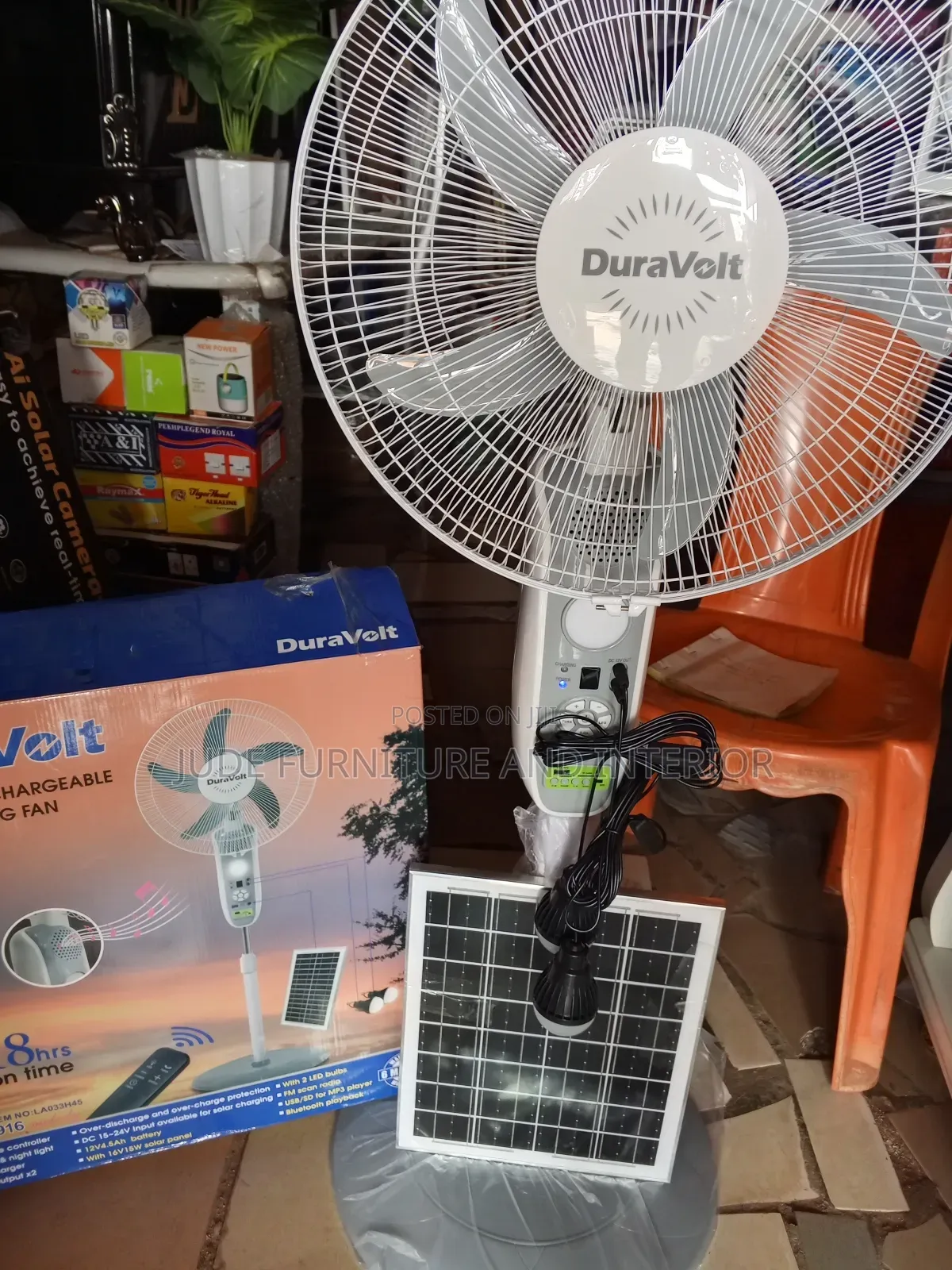 Solar Rechargeable Fan With Bluetooth Player