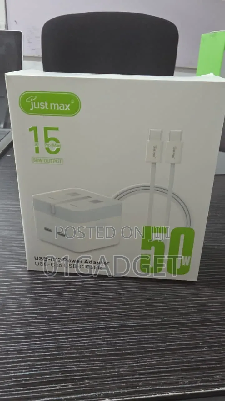 Just Max 50w Dual Usb-C Fast Charger Pd 3.0 for iPhone Android