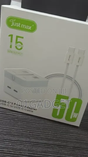 Just Max 50w Dual Usb-C Fast Charger Pd 3.0 for iPhone Android