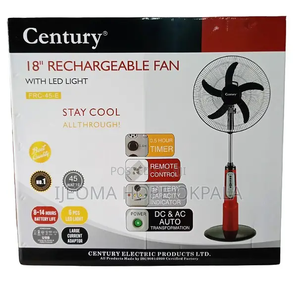 Century Rechargeable Fan 18"