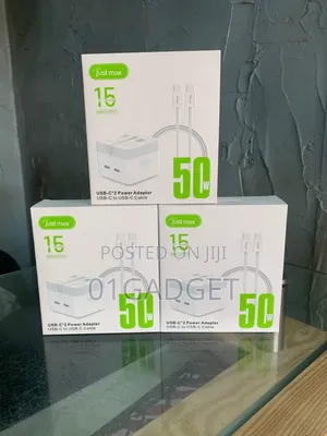 Just Max 50w Dual Usb-C Fast Charger Pd 3.0 for iPhone Android