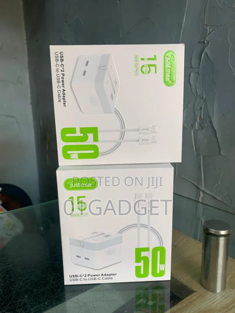 Just Max 50w Dual Usb-C Fast Charger Pd 3.0 for iPhone Android