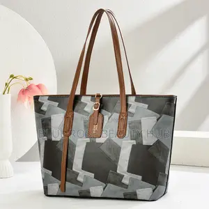 Patterned Leather Tote Bag for Women Stylish Office Everyday Handbag