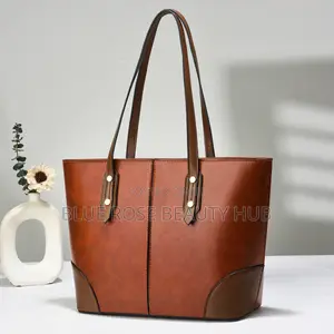 Dual Tone Classic Leather Tote Bag for Work Everyday Use Durable
